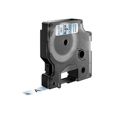 DYMO Authentic D1 Labels | Black Print on Clear Tape | 9 mm x 7 m | Self-Adhesive Labels for LabelManager Label Makers | Made in Europe