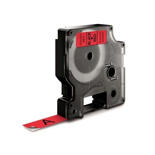 DYMO D1 Standard - Black on Red - 12mm - Image 1