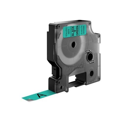 DYMO D1 Standard - Black on Green - 12mm - Image 1