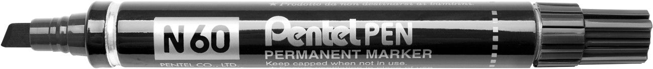 Pentel N 60 permanent marker Chisel tip Black 12 pc(s) - Image 1