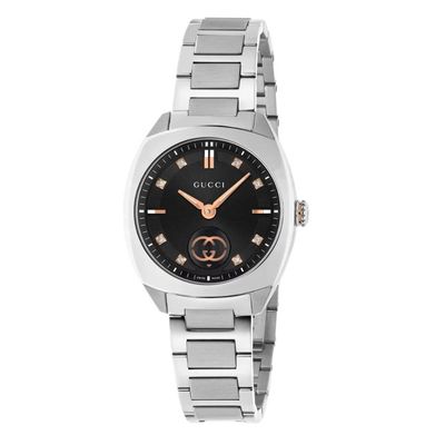 Gucci Ladies Interlocking Black & Rose Watch YA142513