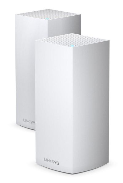 Linksys Velop Whole Home Intelligent Mesh WiFi 6 (AX4200) System Tri-Band 2-pack Wi-Fi 6 (802.11ax) Tri-band (2.4 GHz / 5 GHz / 5 GHz) Ethernet LAN White Tabletop router