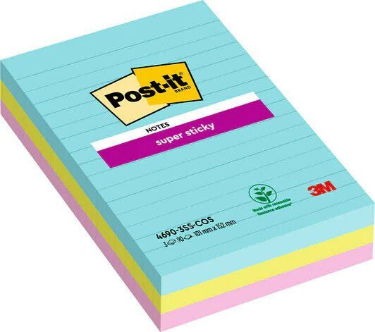 3M 7100234251 note paper Rectangle Green, Pink, Turquoise 90 sheets Self-adhesive - Image 1
