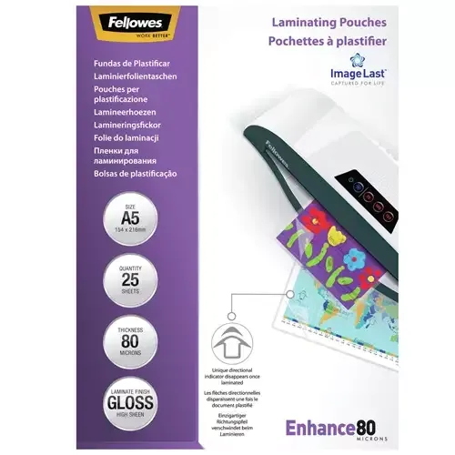 Fellowes ImageLast A5 80 Micron Laminating Pouch - 25 pack - Image 1