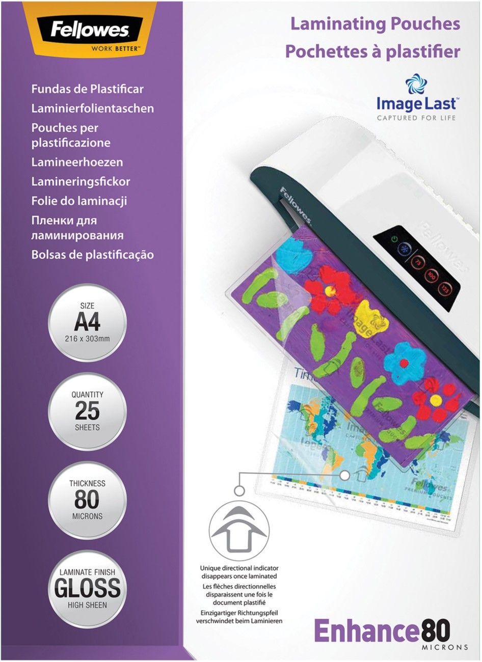 Fellowes ImageLast A4 80 Micron Laminating Pouch - 25 pack - Image 1