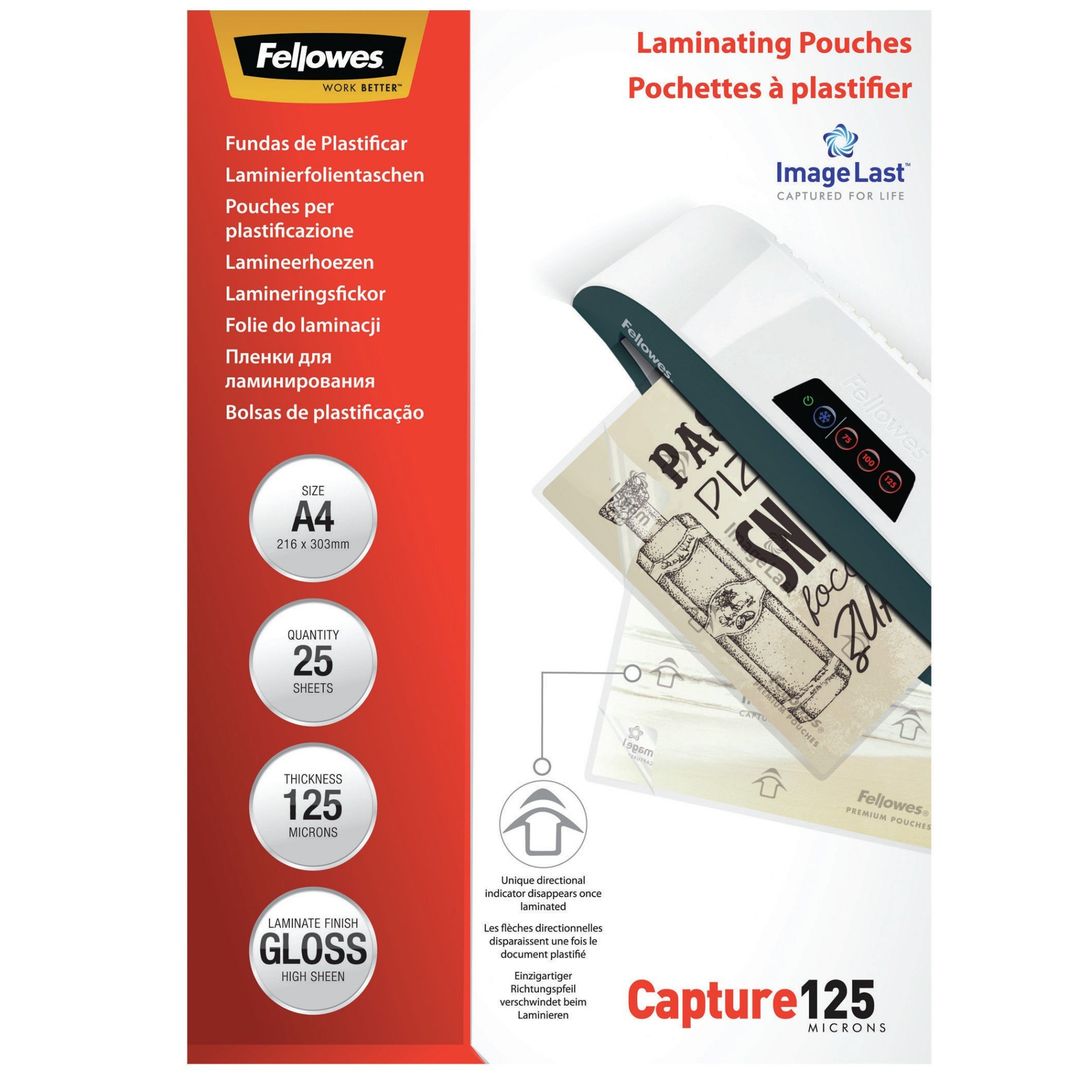 Fellowes ImageLast A4 125 Micron Laminating Pouch - 25 pack - Image 1