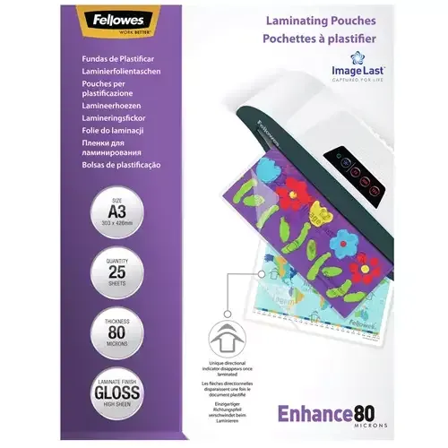 Fellowes ImageLast A3 80 Micron Laminating Pouch - 25 pack - Image 1
