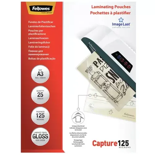 Fellowes ImageLast A3 125 Micron Laminating Pouch - 25 pack - Image 1