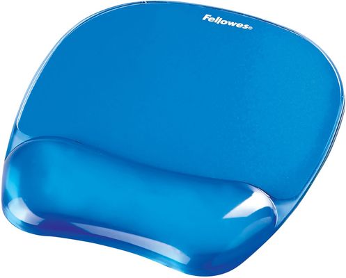 Fellowes Mouse Mat Wrist Support - Crystals Gel Mouse Pad with Non Slip Rubber Base - Ergonomic Mouse Mat for Computer Laptop Home Office Use - Compatible with Laser and Optical Mice - Blue