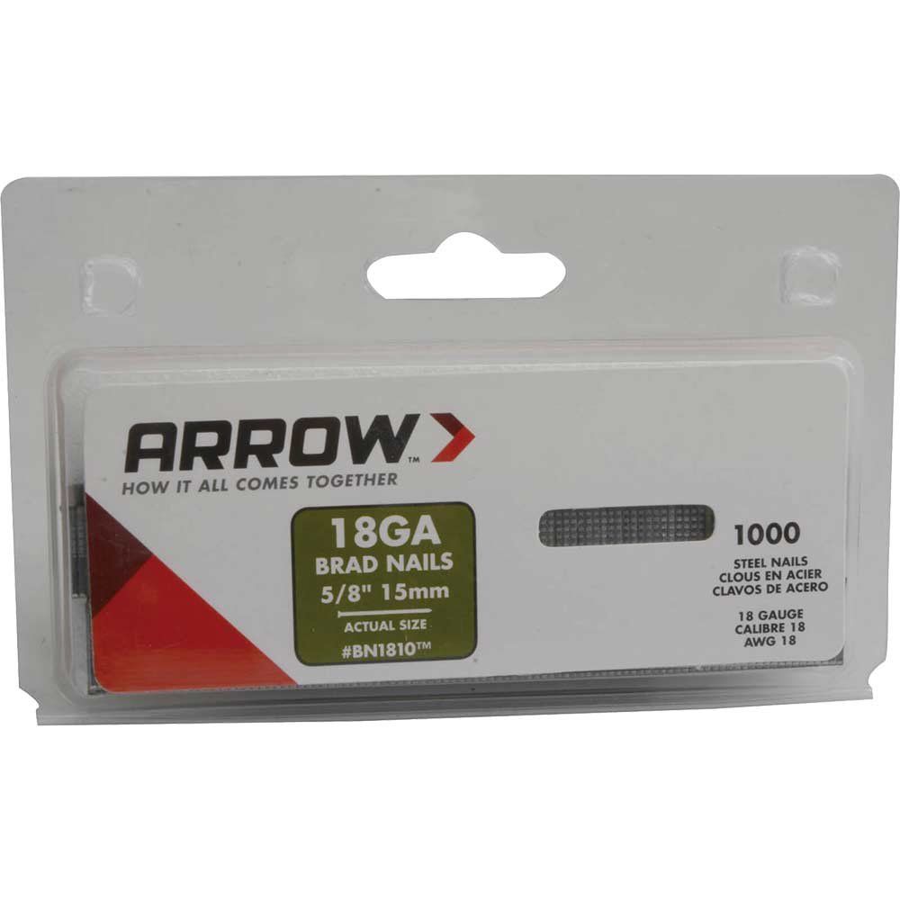 Arrow ABN1810 Bn1810 Brad Nails 15Mm (Pack 1000) - Image 1