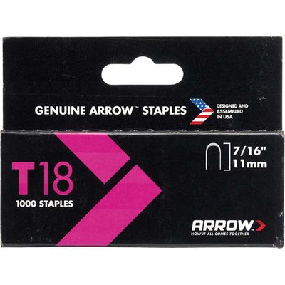 Arrow A187 T18 Staples 11Mm (7/16In) (Box 1000)