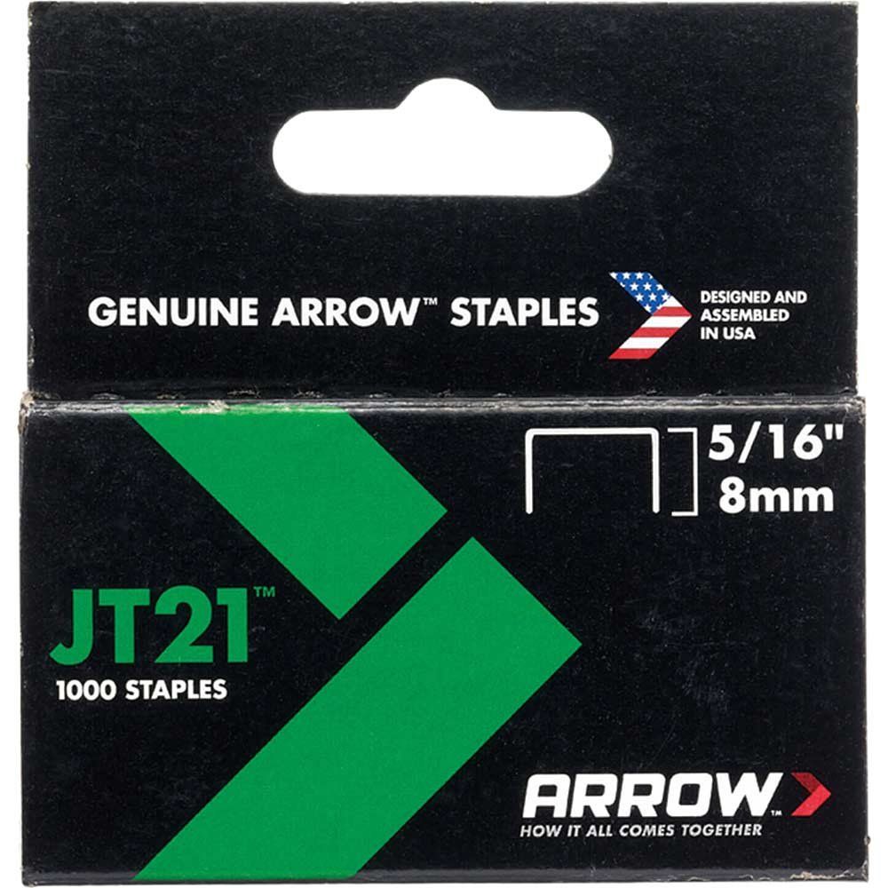 Arrow A215 Jt21 T27 Staples 8Mm ( 5/16In) (Box 1000) - Image 1