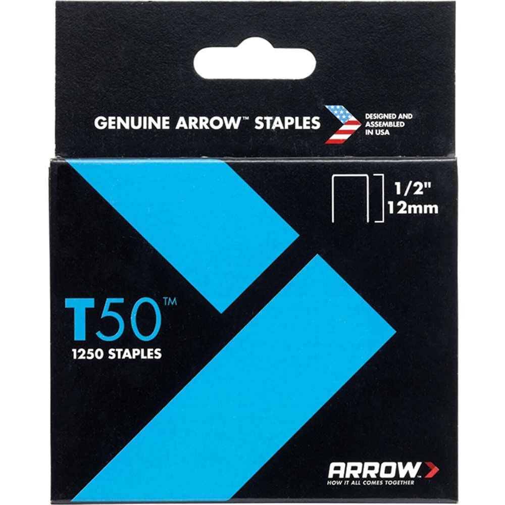 Arrow A50824 T50 Staples 12Mm (1/2In) (Box 1250) - Image 1