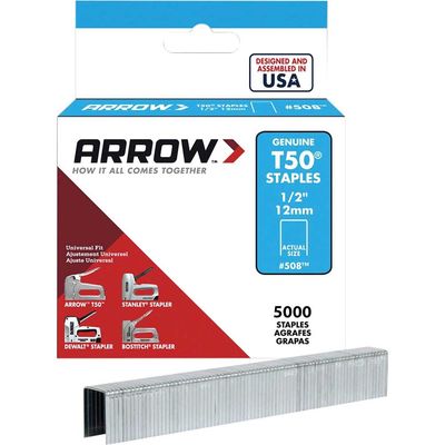 Arrow A508IP T50 Staples 12Mm (1/2In) (Bulk Pack 5000)