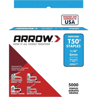 Arrow A504IP T50 Staples 6Mm (1/4In) (Bulk Pack 5000)