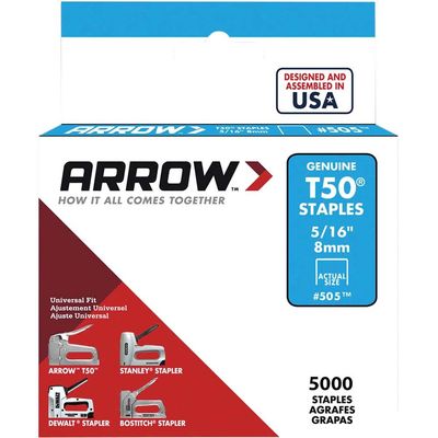 Arrow A505IP T50 Staples 8Mm (5/16In) (Bulk Pack 5000)