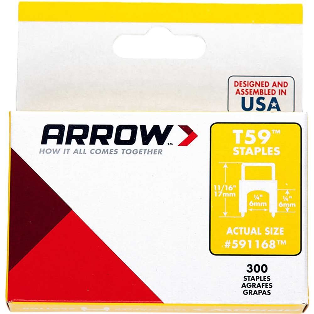 Arrow T59 Insulated Staples 6mm Clear Pack of 300 - Image 1