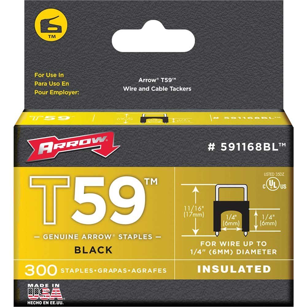 Arrow A591168BL T59 Insulated Staples Black 6 X 6Mm (Box 300) - Image 1