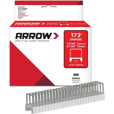 Arrow A721168 T72 Clear Insulated Staples 5 X 12Mm (Box 300)