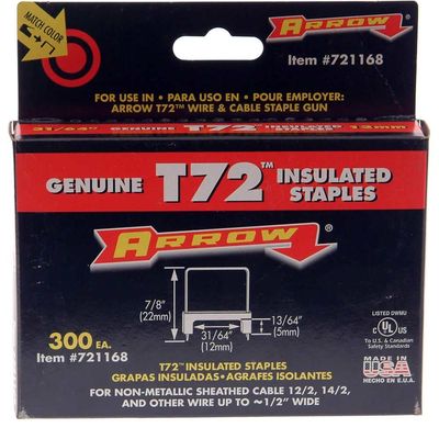 Arrow A721168HW T72Hw Clear Insulated Staples For Hardwood 5 X 12Mm (Box 300)
