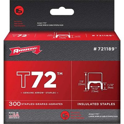 Arrow A721189 T72 Clear Insulated Staples 9 X 15Mm (Box 300)