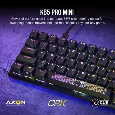 Corsair K65 PRO MINI RGB keyboard Gaming USB QWERTY UK English Black - Thumbnail 2
