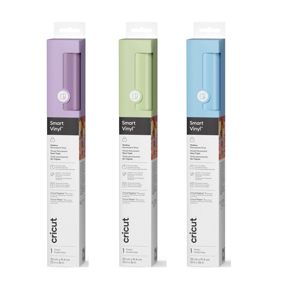 Cricut Smart Vinyl Matless Permanent Vinyl (13 in x 36 in) Powder Blue, Lilac, Honeydew - Image 1