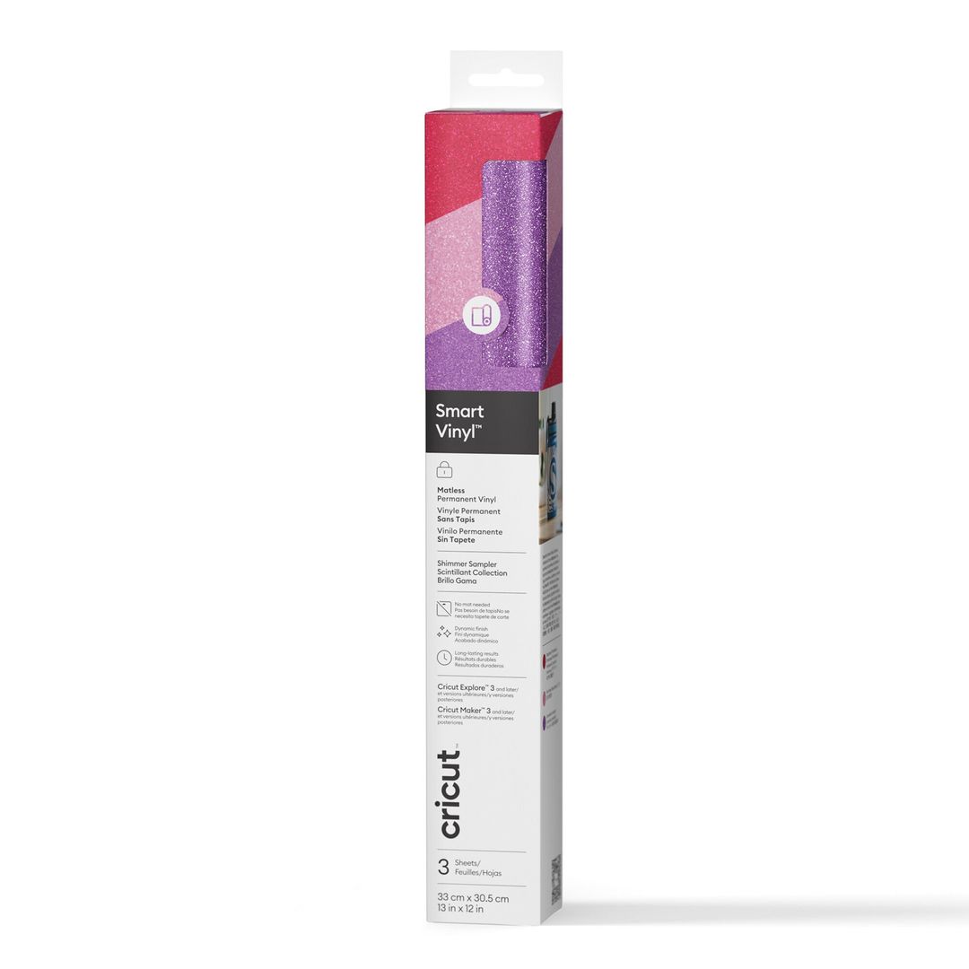 Cricut Smart Vinyl Shimmer Matless Permanent Vinyl, Sampler – 13 in x 12 in (3 ct) - Image 1