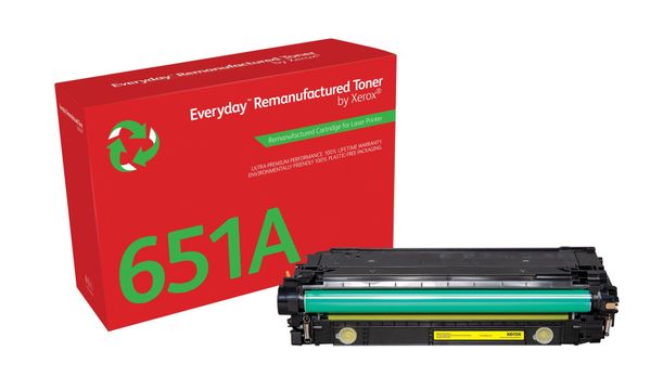 Everyday Yellow Remanufactured Toner by Xerox compatible with HP 651A 650A 307A (CE342A/CE272A/CE742A) Standard capacity