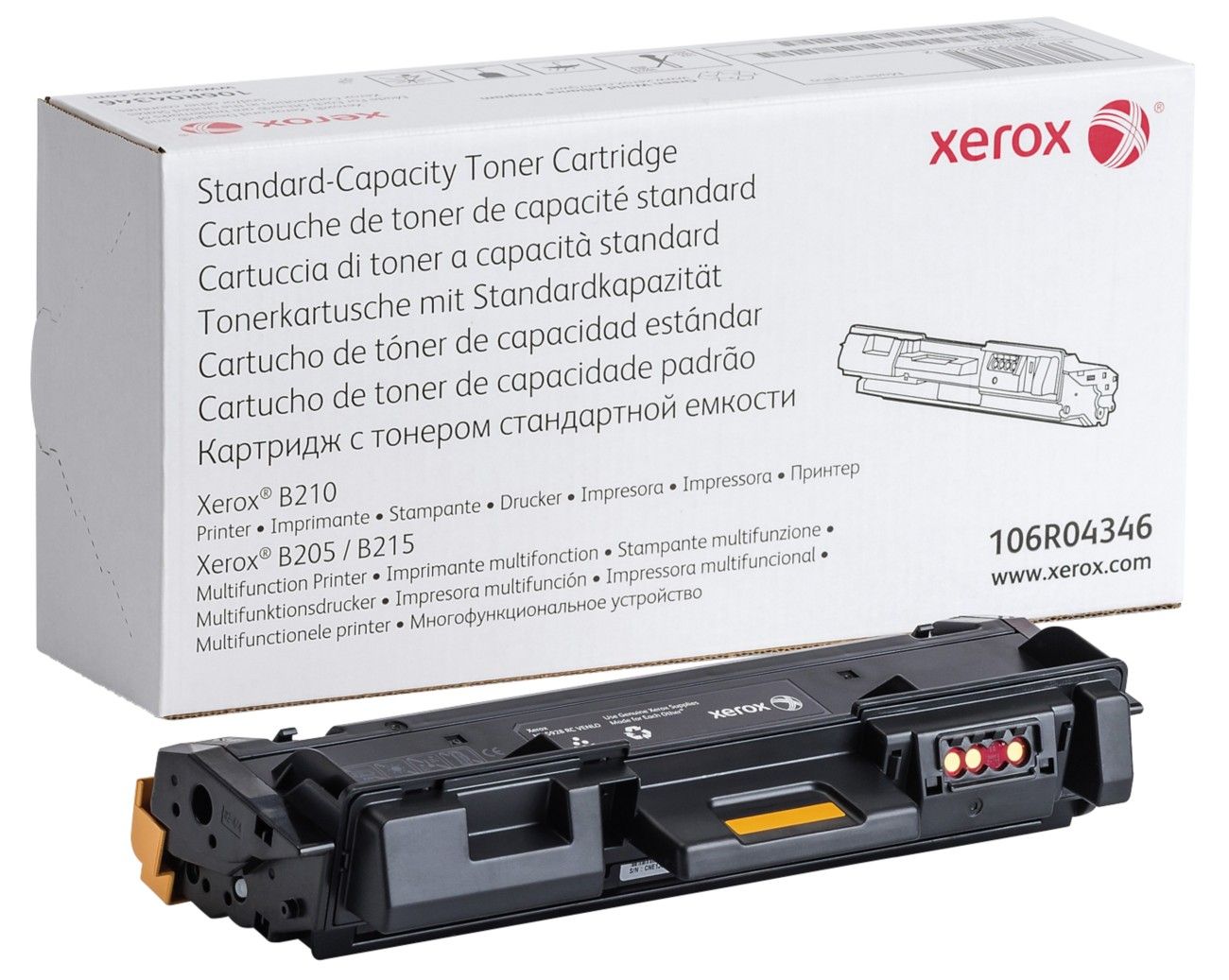 Xerox Genuine B205 Multifunction Printer/B210 Printer/B215 Multifunction Printer Black Standard capacity Toner Cartridge (1500 Pages) - 106R04346 - Image 1