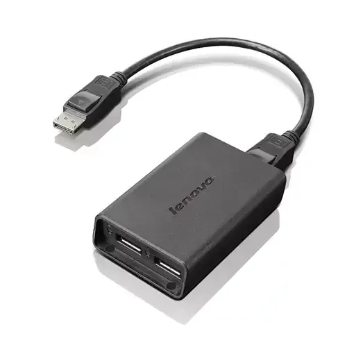 Lenovo DisplayPort to Dual-DisplayPort Monitor Cable USB A Black - Image 1