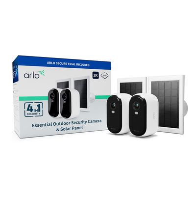 Arlo Essential 2K Outdoor Security Camera &amp; Solar Panel 2-pack IP security camera Indoor &amp; outdoor Wireless Ceiling/wall White Bullet - Thumbnail 2