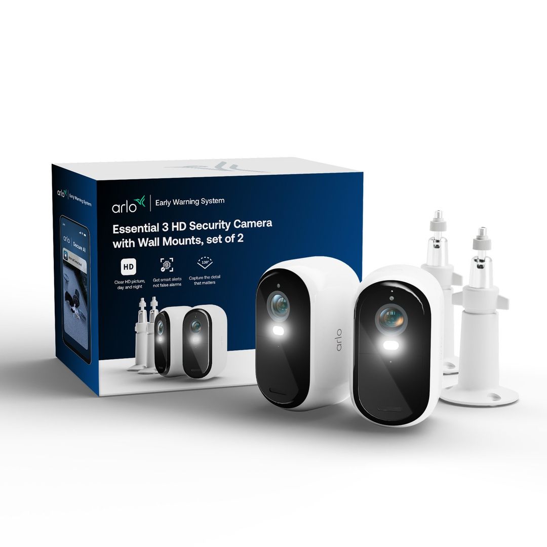 Arlo Essential 3 HD Security Camera, 2-cam with Wall Mounts - Image 1