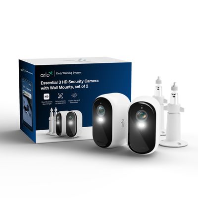 Arlo Essential 3 HD Security Camera, 2-cam with Wall Mounts