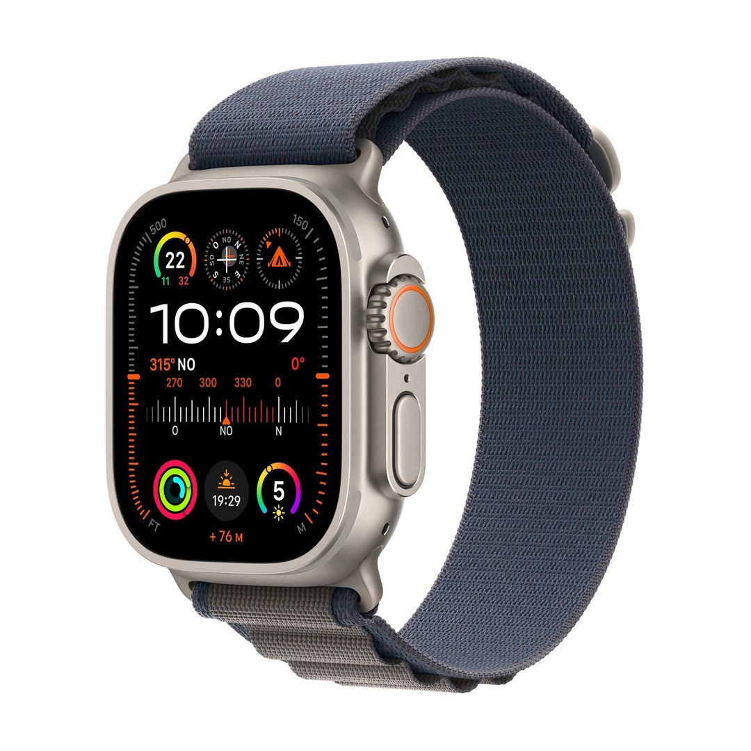 Apple Watch Ultra 2 GPS + Cellular, 49mm Titanium Case w/ Blue Alpine Loop - Small - Image 1