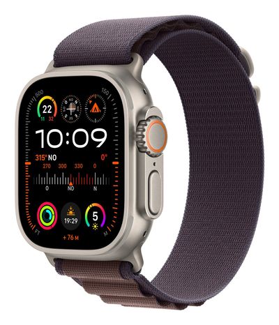 Apple Watch Ultra 2 GPS + Cellular, 49mm Titanium Case w/ Indigo Alpine Loop - Small