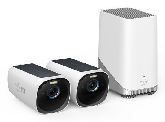 Eufy Security eufyCam 3 2-Cam Kit 4K Wireless Security Camera with Integrated Solar Panel Face Recognition AI Security Camera with expandable local storage Forever Power Outdoor Camera Spotlight and Color Night Vision No Monthly Fee