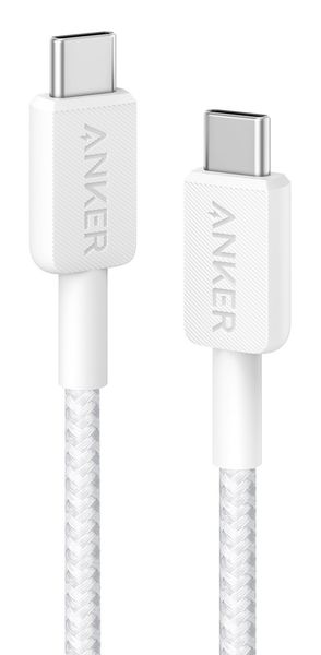 Anker Braided USB-C to USB-C Charging Cable 0.9 m White. Cable length: 0.9 m. Connector 1: USB C Connector 2: USB C USB version: USB 2.0 Product colour: White