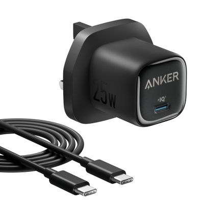 Anker USB-C Charger, 25W with USB-C Cable, Black