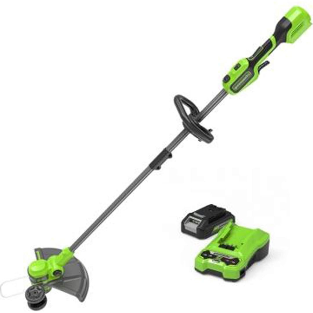 Greenworks ST24L 24v Cordless Grass Trimmer 330mm 1 x 4ah Li-ion Battery Charger - Image 1