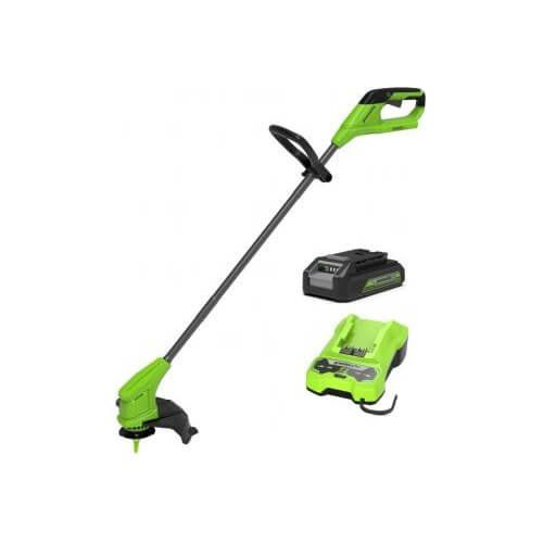 Greenworks ST24B 24v Cordless Grass Trimmer 250mm 1 x 2ah Li-ion Battery Charger - Image 1