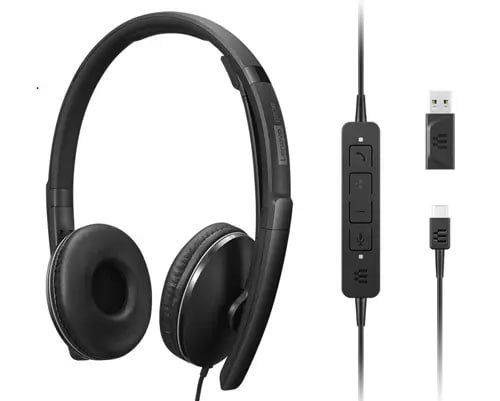 Lenovo 4XD1M39029 headphones/headset Wired Head-band USB Type-C Black - Image 1