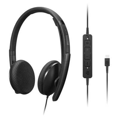 Lenovo 4XD1M45626 headphones/headset Wired Head-band USB Type-C Black - Thumbnail 4