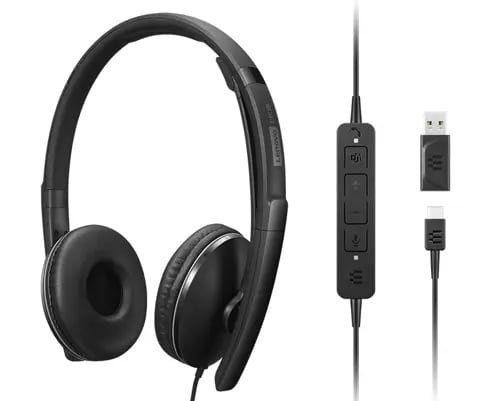 Lenovo 4XD1M45627 headphones/headset Wired Head-band USB Type-C Black - Image 1