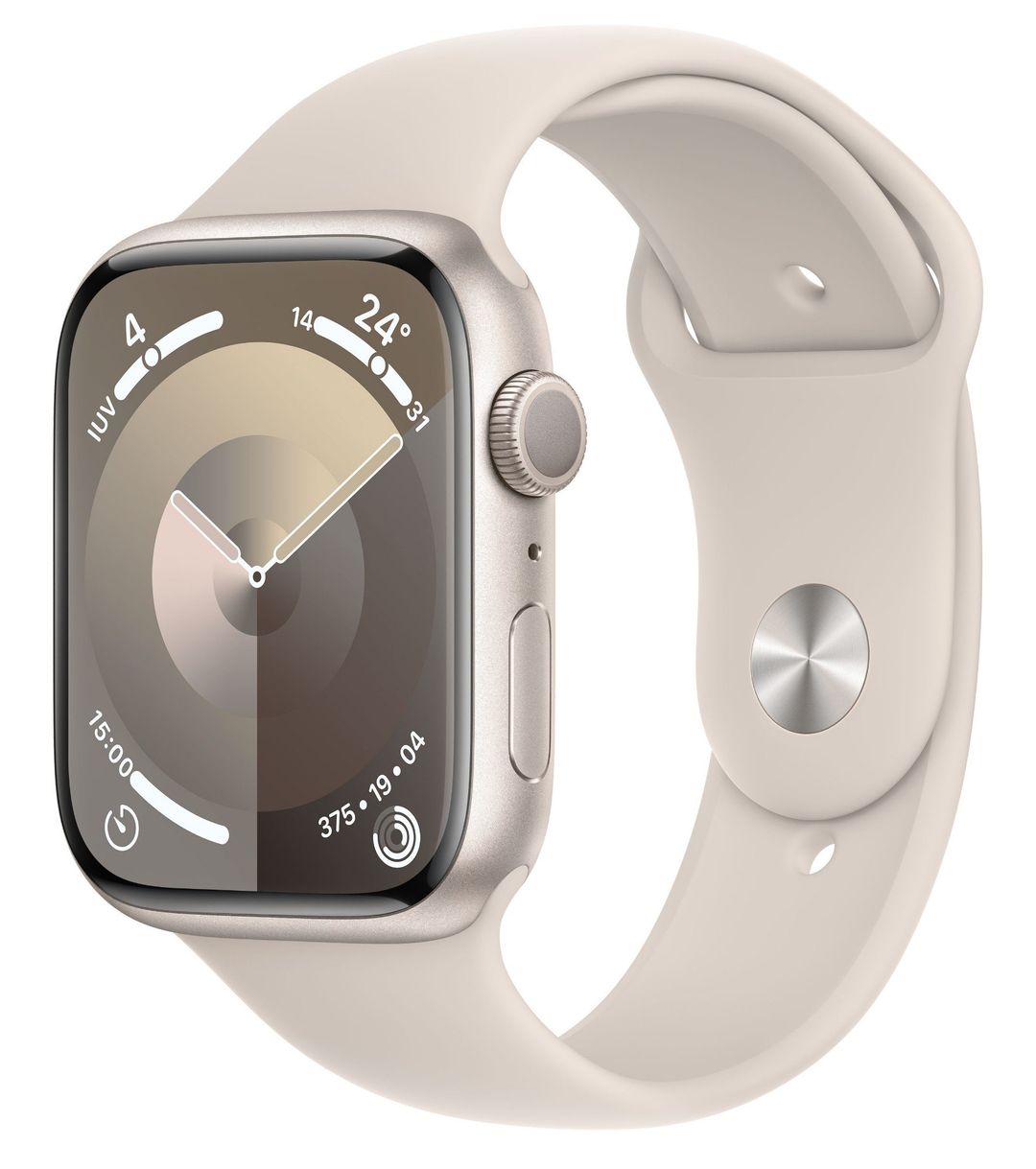 Apple Watch Series 9 GPS 45mm Starlight Aluminium Case w/ Starlight Sport Band - M/L - Image 1