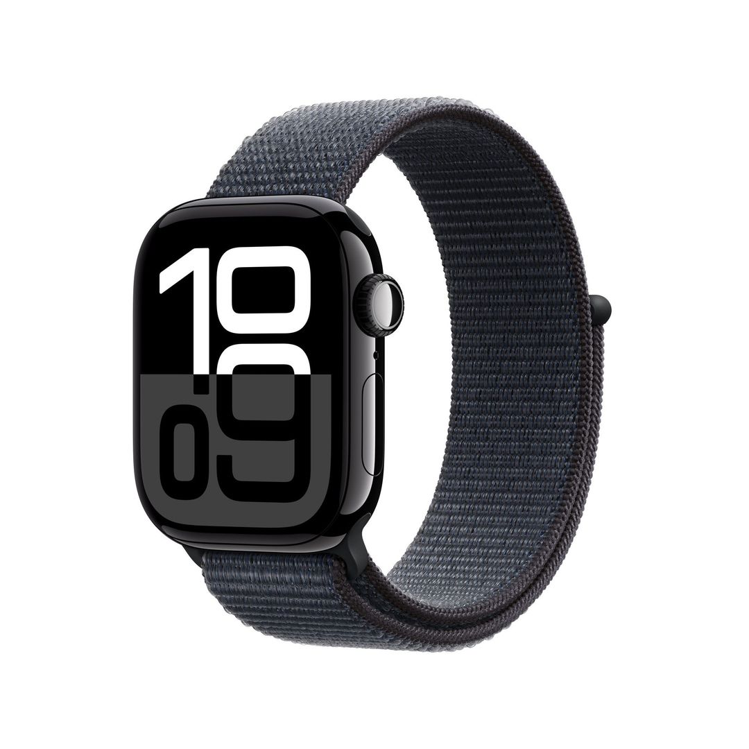 Apple Watch Series 10 GPS + Cellular 42mm Jet Black Aluminium Case with Ink Sport Loop - Image 1