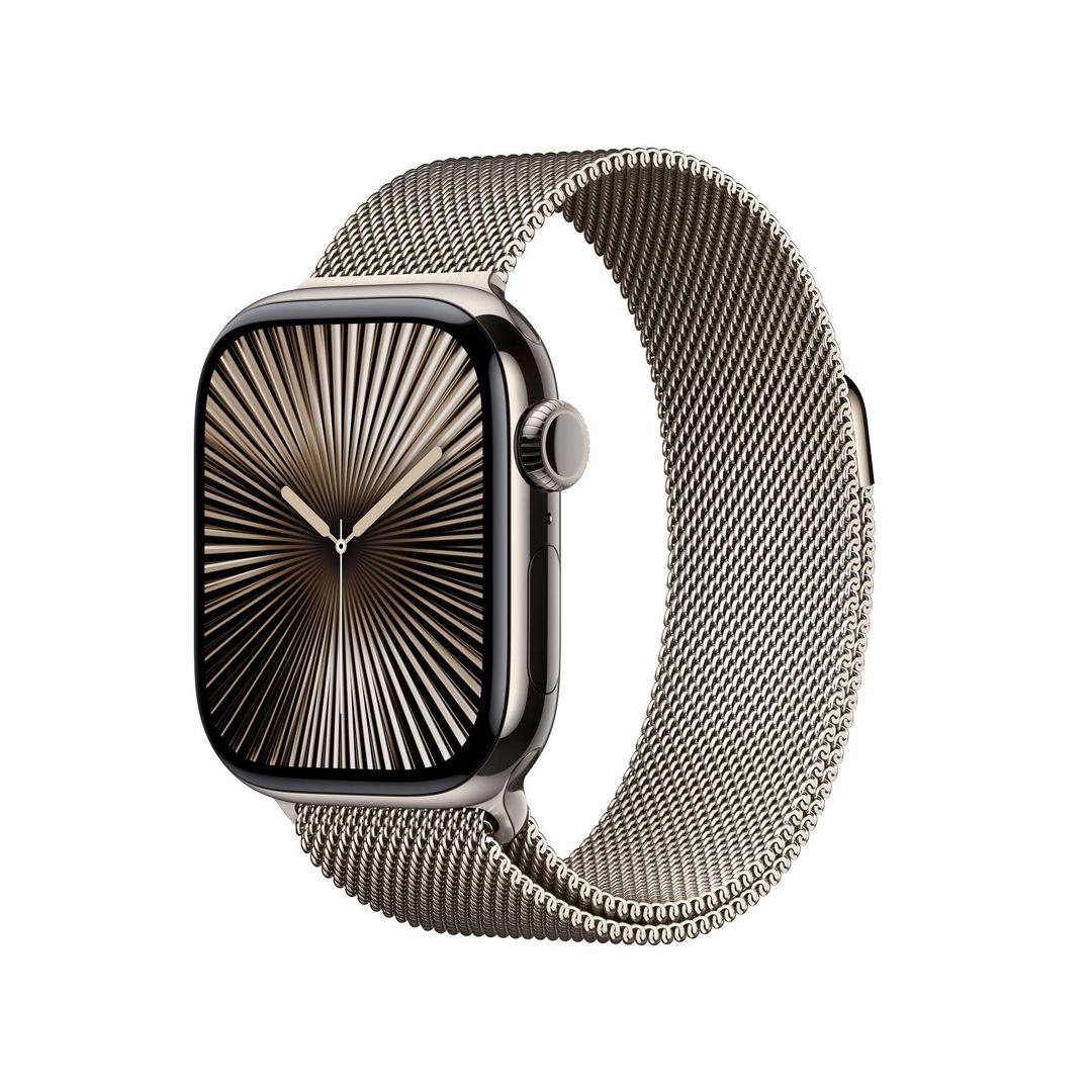 Apple Watch Series 10 GPS + Cellular 42mm Natural Titanium Case with Natural Milanese Loop - Image 1