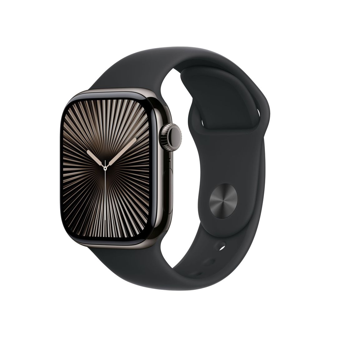 Apple Watch Series 10 GPS + Cellular 42mm Slate Titanium Case with Black Sport Band - S/M - Image 1