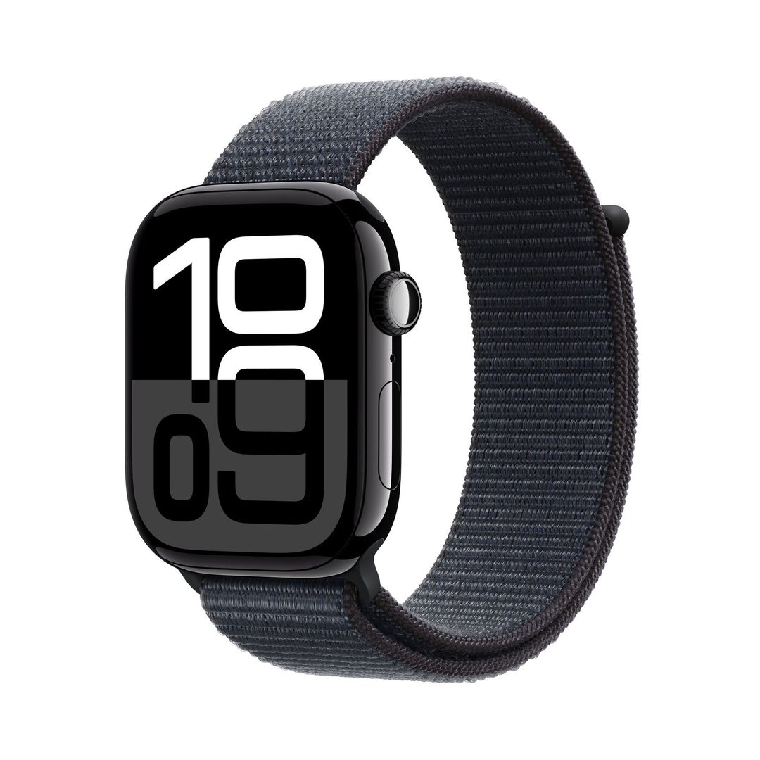 Apple Watch Series 10 GPS + Cellular 46mm Jet Black Aluminium Case with Ink Sport Loop - Image 1
