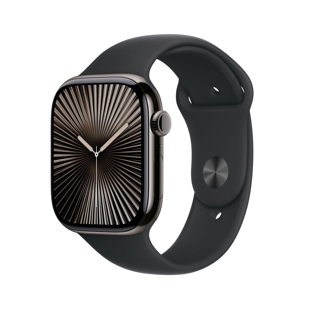 Apple Watch Series 10 GPS + Cellular 46mm Slate Titanium Case with Black Sport Band - S/M - Image 1